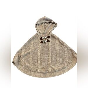 Crazy 8 Tan Knit Poncho with Hood and Toggles